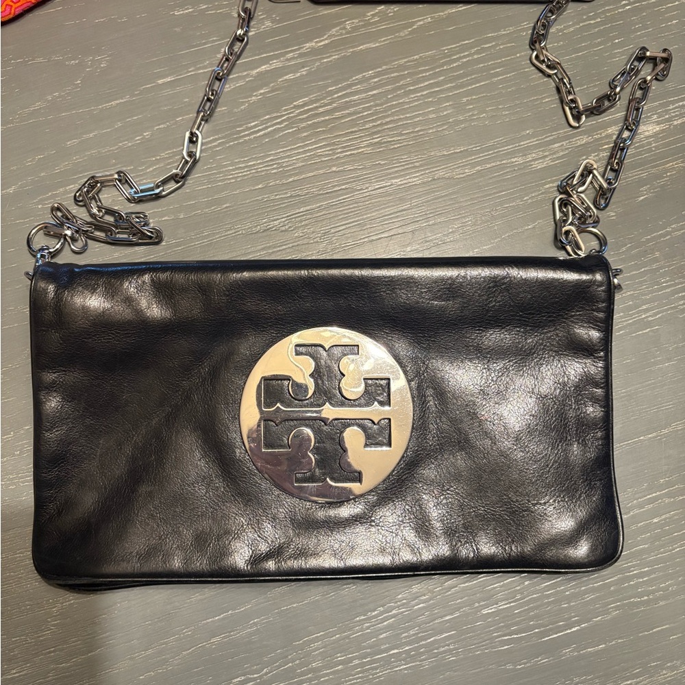 Tory Burch Black Crossbody Bag with Silver Logo